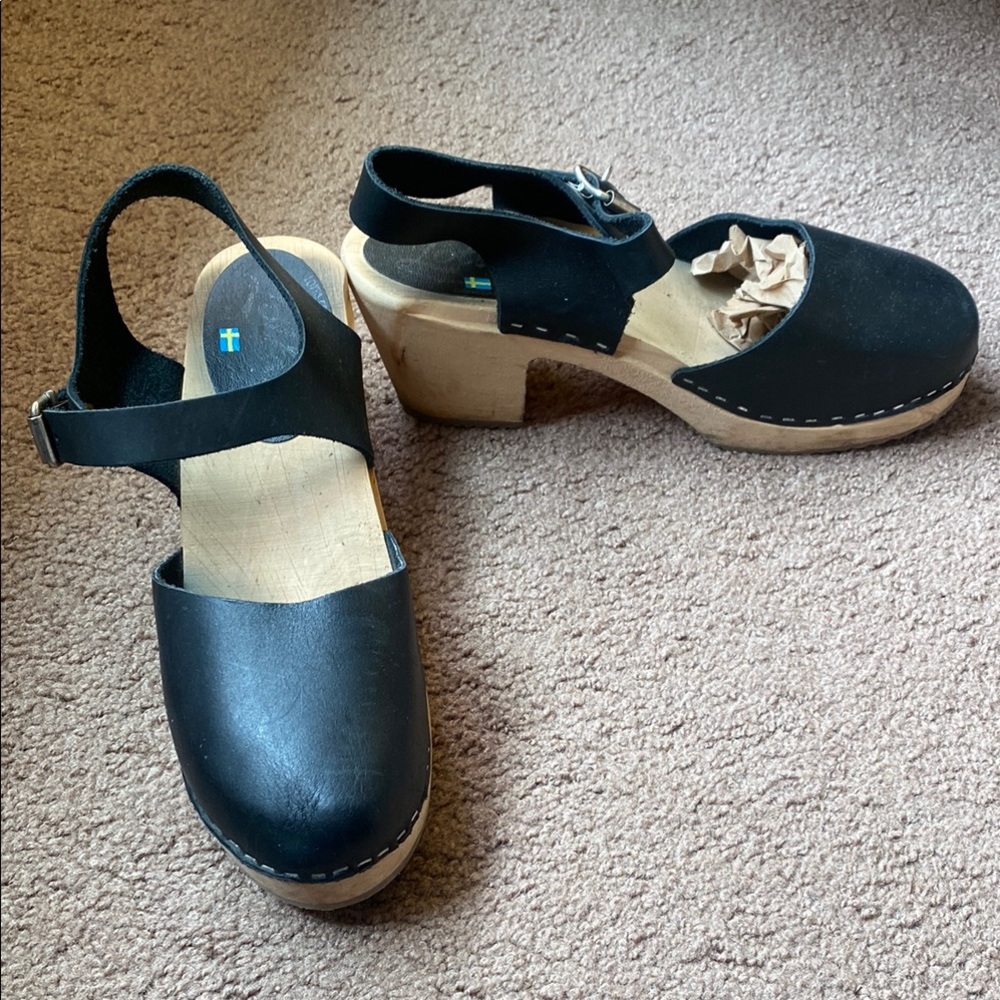 Lotta From Stockholm Black Leather Clogs